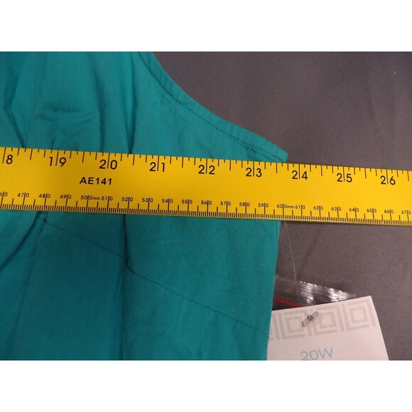 Liz Claiborne V Neck Midi Shirt Dress Button Front Ruffled Size 20w Aqua Pockets - Picture 6 of 10